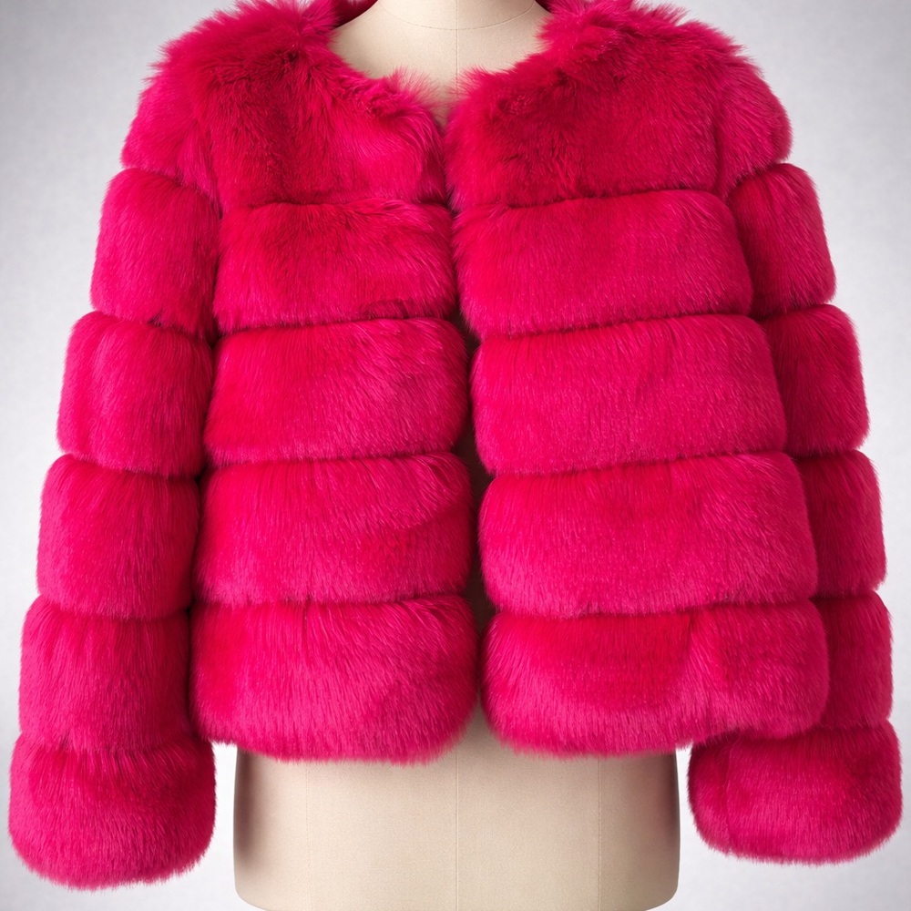 Women's Pink Faux Fur Jacket
